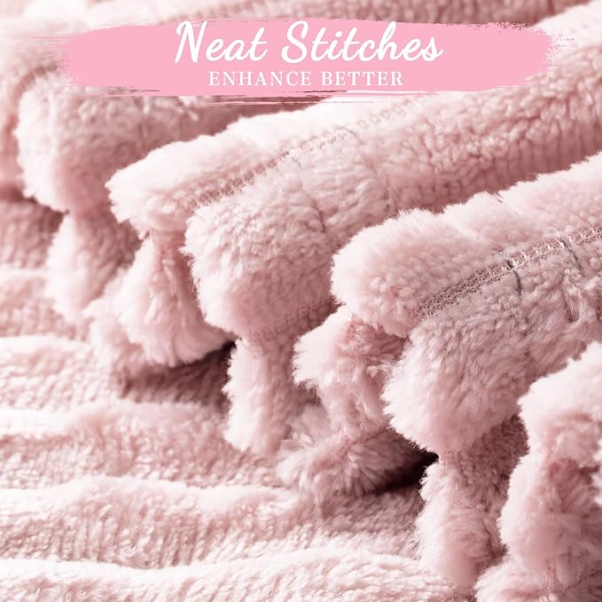 Buryeah 6 Pcs Flannel Throw Blanket Bulk 50 x 60 in Sleepover Blanket Outdoor Wedding Throw Lightweight, Oeko-tex Standard 100 Certified for Sofa Homeless Gifts (Light Pink)