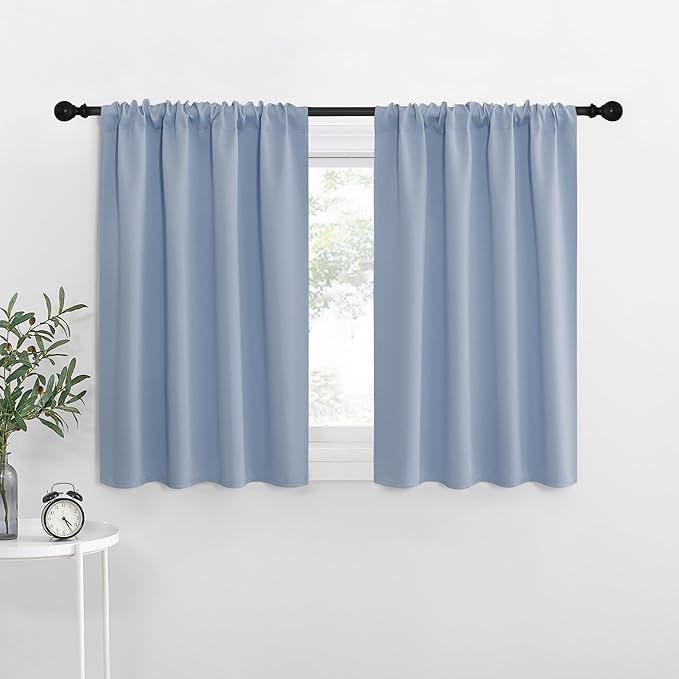 NICETOWN RV Blackout Curtains for Camper Windows, Vintage Blue, 29" Wide by 40" Long, 2 PCs, Short Blackout Curtains & Drapes, Thermal Insulated Blackout Curtain Panels for Kids Room, Play Room