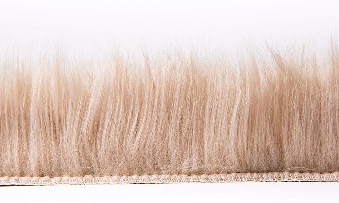 Ashler faux fur rug, Fluffy Shaggy Area Rug Ultra Soft 2.2 x 6 Feet Rectangle Fur Rug, Beige Fuzzy Rug Machine Washable Shag Rug, Nursery Decor Throw Rugs for Bedroom, kids room, Living Room