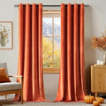 MIULEE Orange Velvet Curtains for Fall Living Room Thermal Insulated Soundproof Room Darkening Terracotta Blackout Curtains/Grommet Window Rust Drapes for Home Theatre 52 x 84 Inch Set of 2