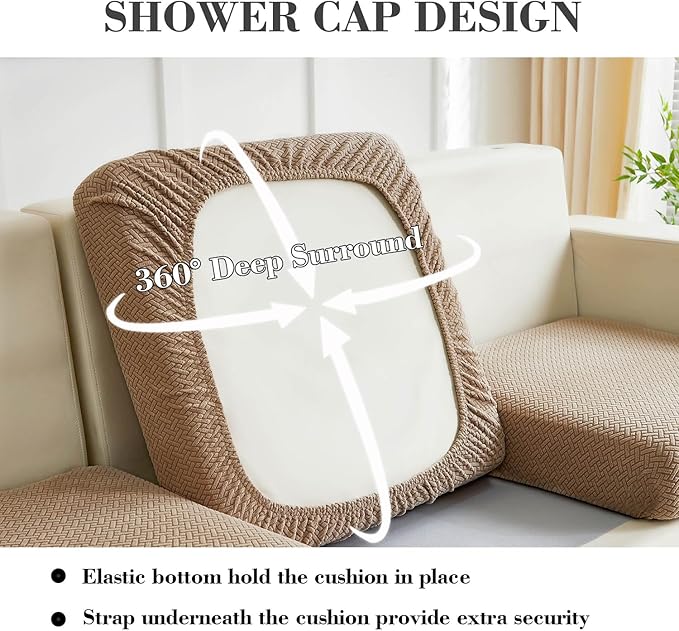 Couch Covers for 2 Cushion Sofa Pet Friendly Couch Cushion Covers Universal Sofa Covers Washable Stretch Slipcovers for Sectional Sofa (Texture Light Coffee,Large Double Seat Cover)