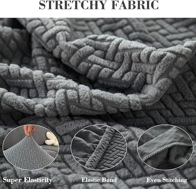 Couch Cushion Covers Sofa Covers Couch Covers for Sofa Pet Friendly Universal Sofa Covers Washable Stretch Slipcovers for Sectional Sofa (Texture Gray,Back Cover M)