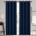 MIULEE 100% Blackout Linen Textured Curtains for Bedroom Solid Thermal Insulated Midnight Blue Grommet Room Darkening Curtains & Drapes Luxury Decor for Living Room Nursery 52 x 96 Inch (2 Panels)