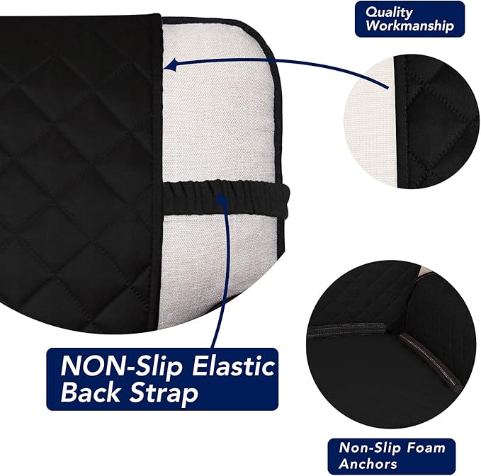 PureFit Reversible Quilted Sofa Cover, Water Resistant Slipcover Furniture Protector, Washable Couch Cover with Non Slip and Elastic Straps for Kids, Pets (Loveseat, Black/Black)