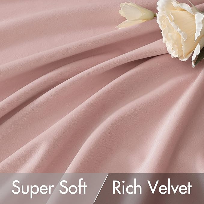 MIULEE Baby Pink Velvet Curtains 96 inches - Luxury Blackout Curtains for Bedroom Living Room Thermal Insulated Super Soft Window Drapes Rod Pocket & Back Tab, W52 x L96 inches, 2 Panels