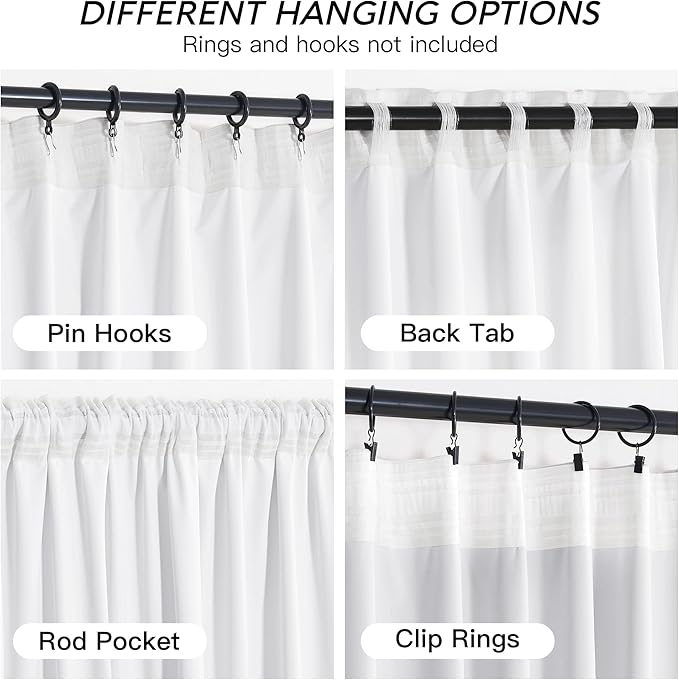 RYB HOME Pure White Velvet Curtains 90 inches for Bedroom - Luxury Light Reducing Vertical Drapes Simple Home Decoration for Sliding Door Living Room, W52 x L90, 2 Pieces