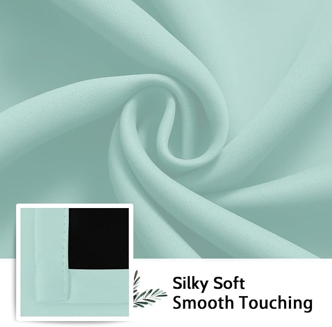 SimpleHome 100% Blackout Curtains for Bedroom,Thermal Insulated Aqua Grommet Window Drapes Room Darkening Curtains for Living Room with Black Back,52 x 63 Inch,2 Panels