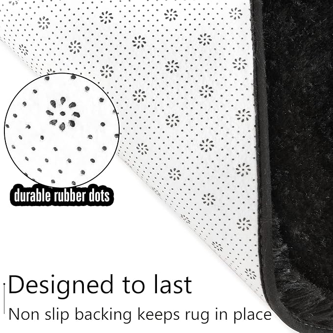 LOCHAS Ultra Soft Indoor Modern Area Rugs Fluffy Living Room Carpets for Children Bedroom Home Decor Nursery Rug 2x6 Feet, Black