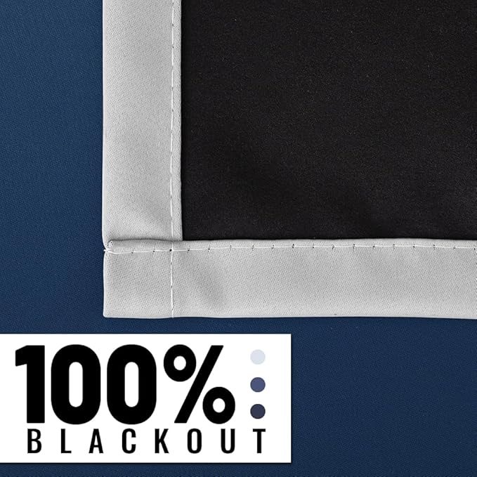 SimpleHome Blue Ombre 100% Blackout Curtains for Bedroom 84 Inches Long, Room Darkening Thermal Insulated Grommet Curtains for Living Room, 2 Panels, 52x84 inches Length
