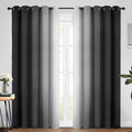 Yakamok Room Darkening Ombre Curtains 84 Inch Length, Black and Greyish White Thermal Insulated Gradient Color Curtains,Light Blocking Grommet Window Drapes for Bedroom,62 Inch Width,2 Panels
