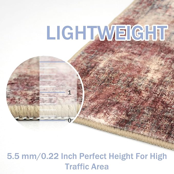 IOHOUZE Abstract Runner Rug 3x20 Ft Extra Long Washable Runners for Hallways, Non Slip Kitchen Runner Printed Faux Wool Entryway Runner Indoor, Modern Abstract Floor Carpet for Hall Stair, Red/Multi