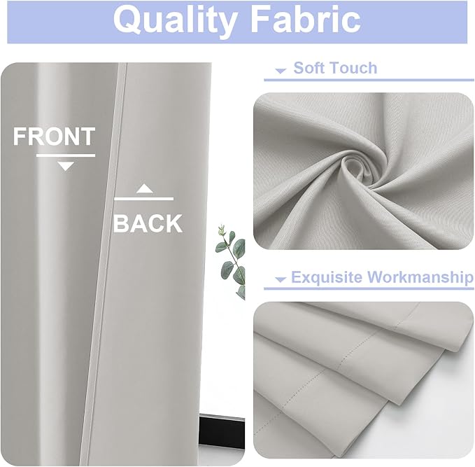 Simplebrand Ava Natural Blackout Curtains for Bedroom, 78 Inch Length, 2 Panels Set, Privacy Thermal Insulated Rod Pocket Window Curtains for Patio, French Door, W40 x L78 Inch