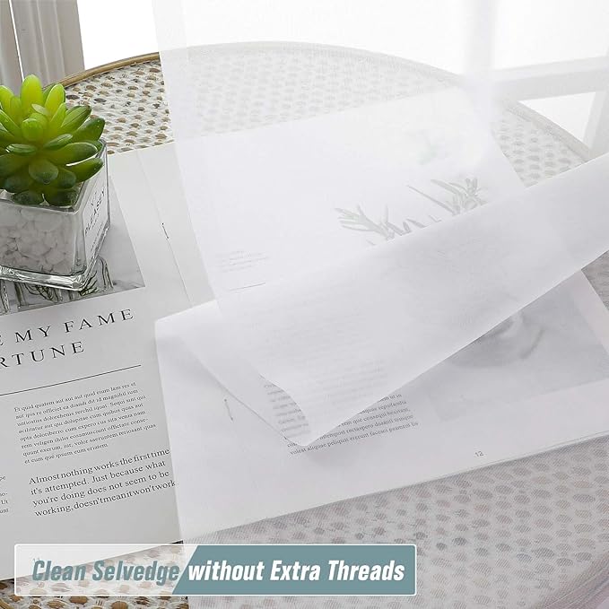White Sheer Curtains 120 Inches Long 2 Panels, Extra Long Light Filtering Modern Window Curtains for Sliding Glass Door, Rod Pocket Voile Drapes for Living Room Bedroom, 2x42Wx120L Inches