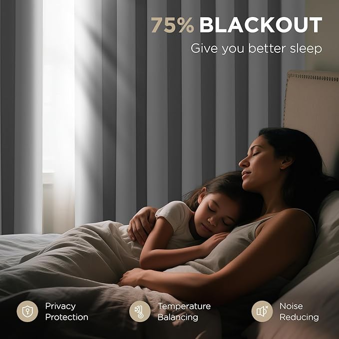 Joydeco Blackout Patio Sliding Door Curtains 96 Inches Long, Grommet Privacy Room Divider Curtains, Extra Wide Thermal Blackout Drapes for Bedroom Living Room (Pure White, 80Wx96L, 1 Panel)