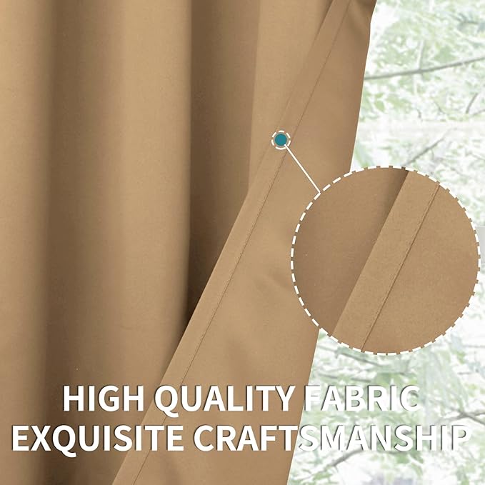 BGment Blackout Curtains for Living Room - Grommet Thermal Insulated Room Darkening Curtains for Bedroom, 2 Panels of 42 x 63 Inch, Khaki
