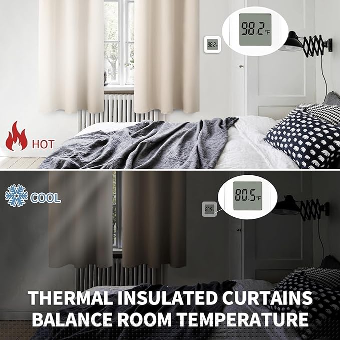 BGment Blackout Curtains - Grommet Thermal Insulated Room Darkening Bedroom and Living Room Curtains, Set of 2 Panels (55 x 69 Inch, Champagne)