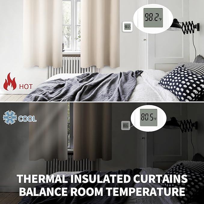 BGment Blackout Curtains - Grommet Thermal Insulated Room Darkening Bedroom and Living Room Curtains, Set of 2 Panels (46 x 72 Inch, Champagne)