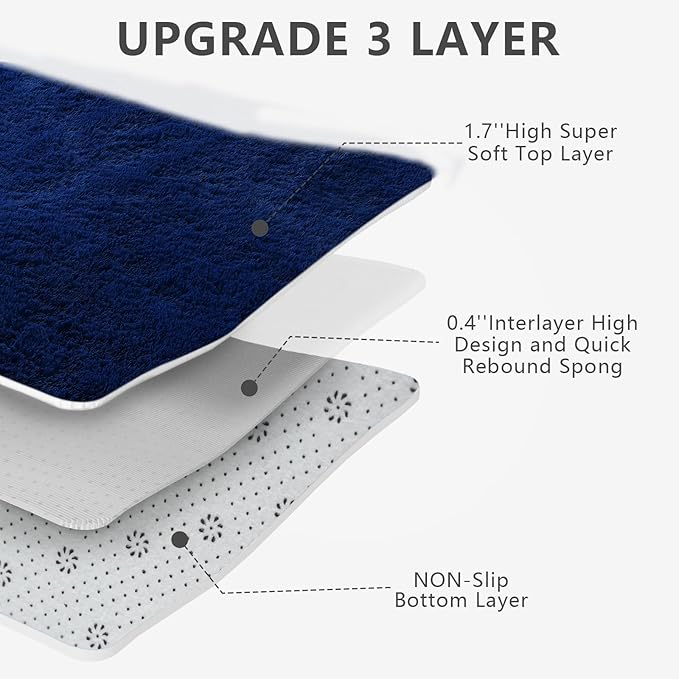 Shag Area Rugs for Bedroom Living Room,Ultra Soft Fluffy Area Rugs for Dorm,Indoor Carpet Nursery Rugs for Kids Girls Room Home Decor (Blue, 9X12 Feet)