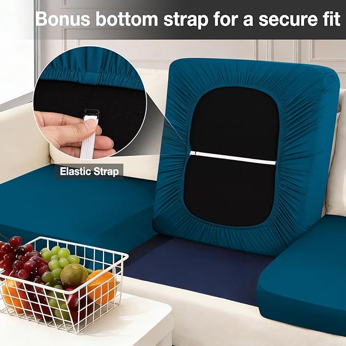 hyha 14Pcs Patio Cushion Covers, Stretch Outdoor Couch Cushion Covers, Washable Outdoor Chair/Sofa Slipcovers for Patio Furniture Cushions Protector with Elastic Bottom(Peacock Blue,Cover Only)