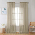 Chyhomenyc Taupe Sheer Curtains 120 Inches Long - Light Filtering Voile Extra Long Panel Drapes for Floor to Ceiling Window, Elegant Soft Living Room Curtains, Each 42Wx120L Inch, 10FT, 2 Panels