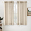 MIULEE Light Taupe Linen Curtains 45 Inch Length 2 Panels for Bedroom Living Room, Soft Linen Textured Window Drapes Semi Sheer Light Filtering Back Tab Rod Pocket Farmhouse Modern Burlap Look Decor