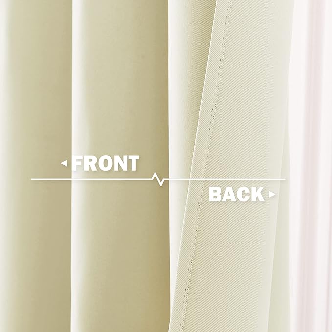 NICETOWN Classroom Window Cover, Blackout Curtains for RV Camper Windows, Thermal Insulating Short Curtains & Drapes for Bathroom Basement Kitchen Door, W42 x L36 inch, Beige, 2 Panels