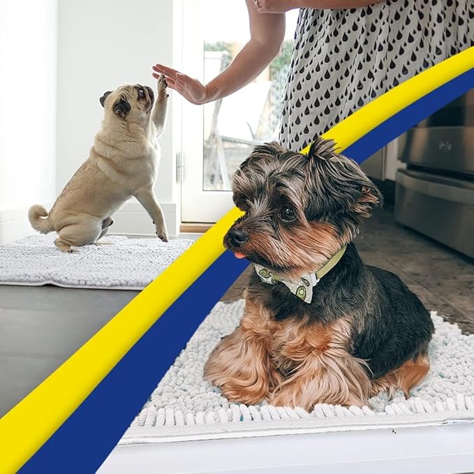 Muddy Mat® | Super Absorbent Door Mat Indoor, Microfiber Quick Dry Chenille Entryway Rug, Non-Slip Front Door Mat, Indoor Mats for Entryway, Machine Washable Pet Rug, White 35"x24"