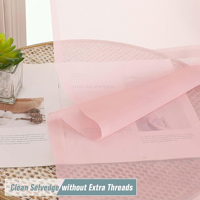 Blush Pink Small Sheer Curtains Tier 24 Inches Length 2 Pieces, Light Filtering Cafe Curtains for Living Room Bathroom, Modern Window Treatments Dual Rod Pocket Panels, 2X42Wx24L Inches