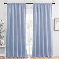NICETOWN Blackout Curtains for Living Curtains, Vintage Blue, 2 Panels, 52 by 95, Room Darkening Window Curtain Panels, Easy-Care Solid Thermal Insulated Draperies/Drapes for Daughter Room