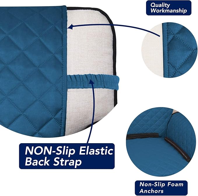 PureFit Reversible Quilted Sofa Cover, Water Resistant Slipcover Furniture Protector, Washable Couch Cover with Non Slip and Elastic Straps for Kids, Pets (Sofa, Peacock Blue/Beige)