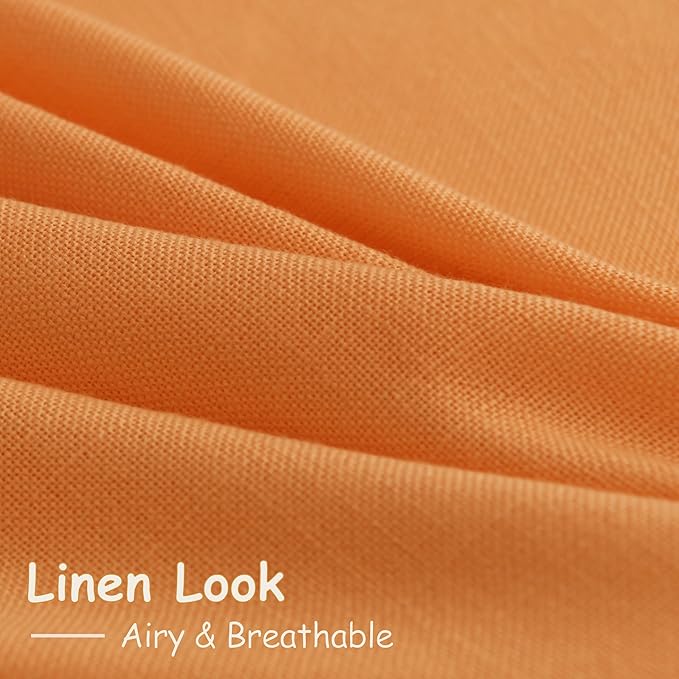 Nanspring Orange Linen Blend Drapes 84 Inch Length 2 Panels Set Back Tab Rod Pocket Light Filtering Privacy Semi Sheer Textured Curtains Neutral Farmhouse Decor Curtains for Living Room Bedroom 52x84