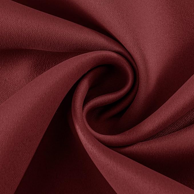 Joydeco Blackout Curtains 63 Inch Length 2 Panels Set, Thermal Insulated Long Curtains 2 Burg, Room Darkening Grommet Drapes for Living Room Bedroom Window (W52 x L63 Inch, Burgundy Red)