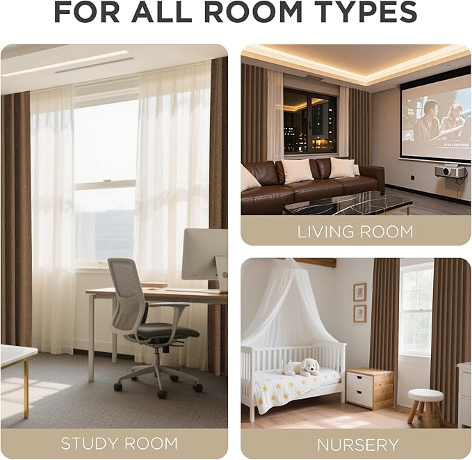Joydeco Linen Blackout Curtains for Bedroom - 100% Light Blocking 1 Panels, Cappuccino Drapes 100" W x 120" L, Thermal Insulated Room Darkening Curtains for Living Room, Rod Pocket & Back Tabs