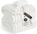 Bedsure GentleSoft Large Fleece Blanket for Bed - Cozy Soft Throw Blankets for Women, Cute Large Throws for Girls, Off White, 120x120 Inches