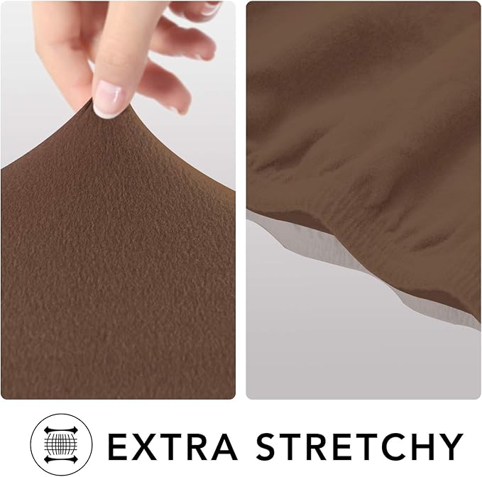 PureFit Super Stretch Oversized Sofa Slipcover – Spandex Non Slip Soft Couch Sofa Cover, Washable Furniture Protector with Non Skid Foam and Elastic Bottom for Kids, Pets （Oversized Sofa, Brown）