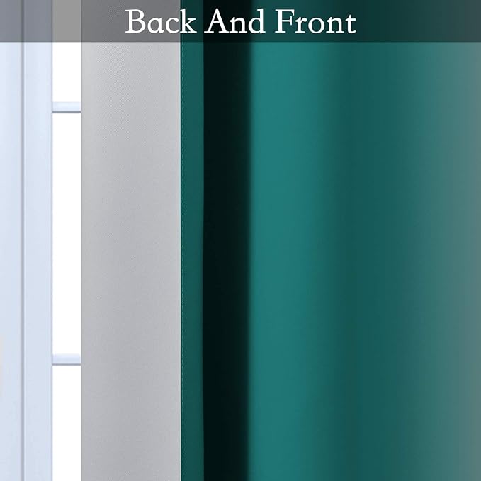 SimpleHome Ombre Room Darkening Curtains for Living Room, Light Blocking Gradient Teal to Greyish White Thermal Insulated Grommet Window Curtains/Drapes for Bedroom, 2 Panels, 52x84 inches Length