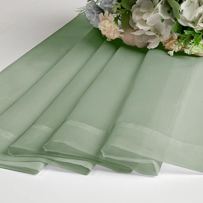 OWENIE Short Sheer Curtains 30 Inches 2 Panels Set, Kitchen Tiers Light Filtering Rod Pocket Cafe Curtains for Kitchen Bathroom Small Half Window, 42 in W x 30 in L, Sage Green