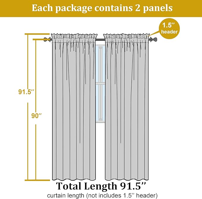 OWENIE Aqua Sheer Curtains for Bedroom Living Room 90 Inches Long, Elegant Solid Light Filtering Window Curtain Panles, Modern Rod Pocket Aqua Curtain, 2Pcs, Each 42" W x 90" L