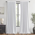 MIULEE 100% Blackout Linen Curtains for Bedroom, Grayish White Solid Luxury Decor Thermal Insulation Room Darkening Drapes for Living Room Nursery Back Tab Rod Pocket 42 x 108 Inches, 2 Panels