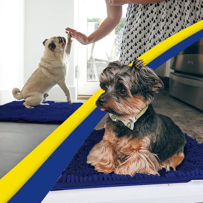 Muddy Mat® | Super Absorbent Door Mat Indoor, Microfiber Quick Dry Chenille Entryway Rug, Non-Slip Front Door Mat, Indoor Mats for Entryway, Machine Washable Pet Rug, Navy Blue Medium 30"X19"