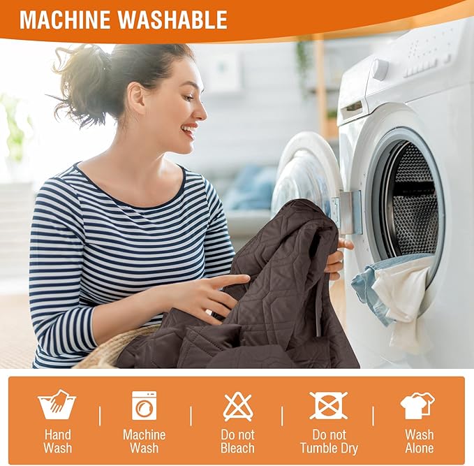 VANSOFY Waterproof Recliner Couch Covers, Sofa Covers 1-Piece Washable Reclining Sofa Cover Non-Slip Furniture Protector with Elastic Straps Pocket for Dogs, Pets(Chocolate,2 Seater)
