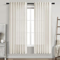 Nanspring Cream Semi Sheer Linen Curtains 73 Inch Length for Living Room Back Tab Rod Pocket Modern Farmhouse Coastal Decor Cotton Textured Gauze Curtains 73 Inches Long for Dining Room Office 52x73