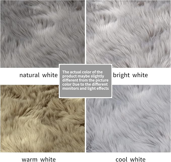Ciicool Fluffy Area Rug, Grey Faux Fur Rug for Bedroom Living Room, Thick Fuzzy Shag Rug Furry Nursery Rug Plush Indoor Floor Carpets for Kids Girls Boys Teen Dorm, 4x6 ft