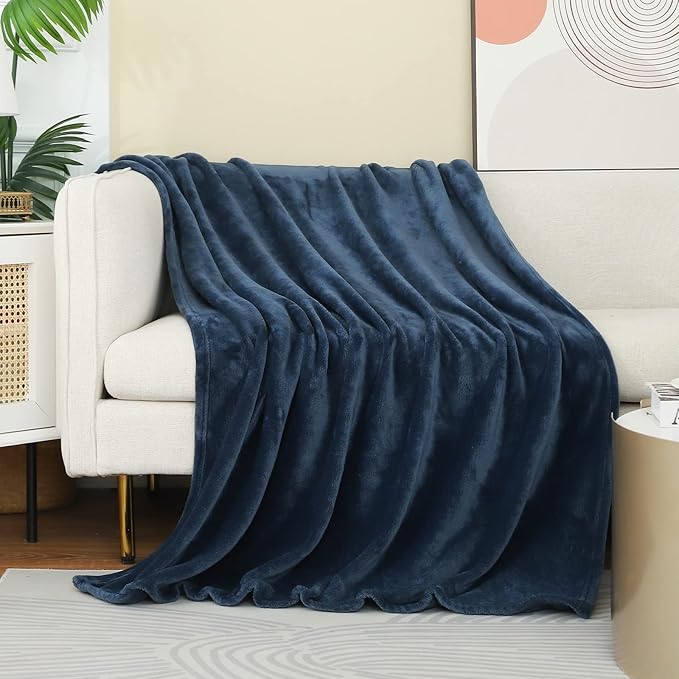 Dark Dusty Blue Stone Blue Throw Blankets Fleece Blanket Twin Size 60 by 80 Inches for Couch Sofa Bed 280GSM,Super Soft Cozy and Luxury Bed Blanket for All Season