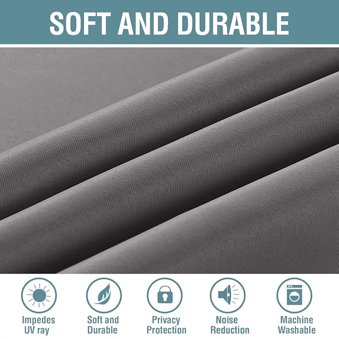 H.VERSAILTEX Blackout Curtain for Living Room Thermal Insulated Window Treatment Curtain 54 inch Length Energy Saving Solid Grommet Top Blackout Drape, One Panel, Bluish Gray, 52" W x 54" L