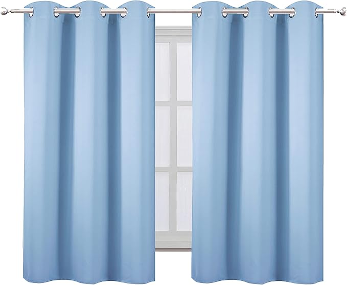 LEMOMO Sky Blue Blackout Curtains/38 x 54 Inch/Set of 2 Panels Thermal Insulated Room Darkening Curtains for Bedroom