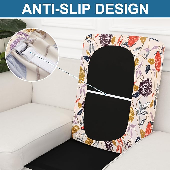 Smiry Printed Couch Cushion Covers, Stretch Soft Couch Covers for Sofa, Washable Non-Slip Sofa Slipcover Furniture Protector for Indoor and Outdoor (Medium, Orange)