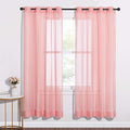 NICETOWN Sheer Textured Voile Curtains - Ring Top Soft Sheer Vertical Window Coverings with Light Penetration for Loft/Apartment (W54 x L72 - inch, Coral, Set of 2)