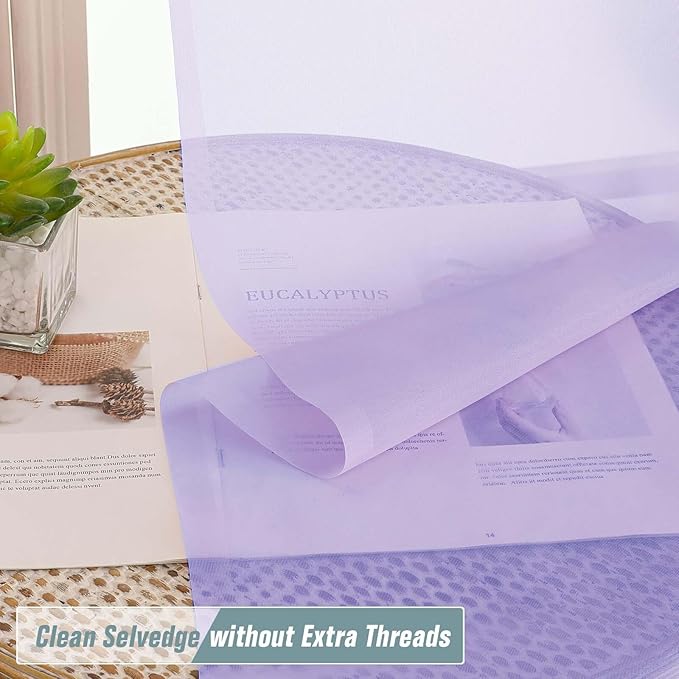 Sheer Curtains for Window 96 Inches Long 2 Panels, Soft Airy Light Filtering Voile Sheer Curtains for Living Room Bedroom, Dual Rod Pocket Elegant Window Drapes, Lavender, 2x42Wx96L Inches