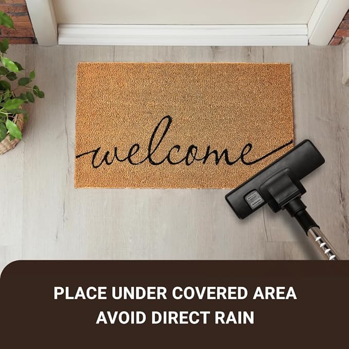 KANKUN Coco Coir Door Mat with Heavy Duty Backing, Welcome Doormat (17" x 30"), Doormat Entrance (Welcome1-1Pack)